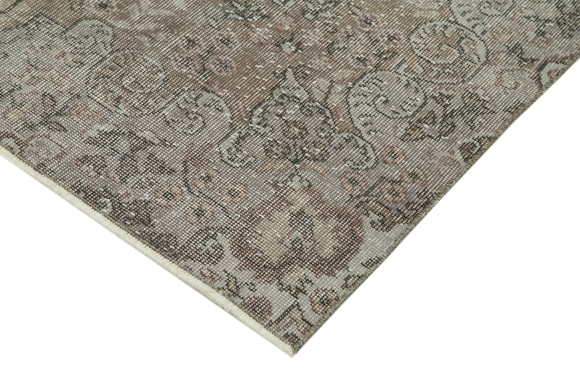 Handmade Vintage Area Rug | Overdyed Wool Rug - Grey Vintage Carpet 5'3''x9'1''