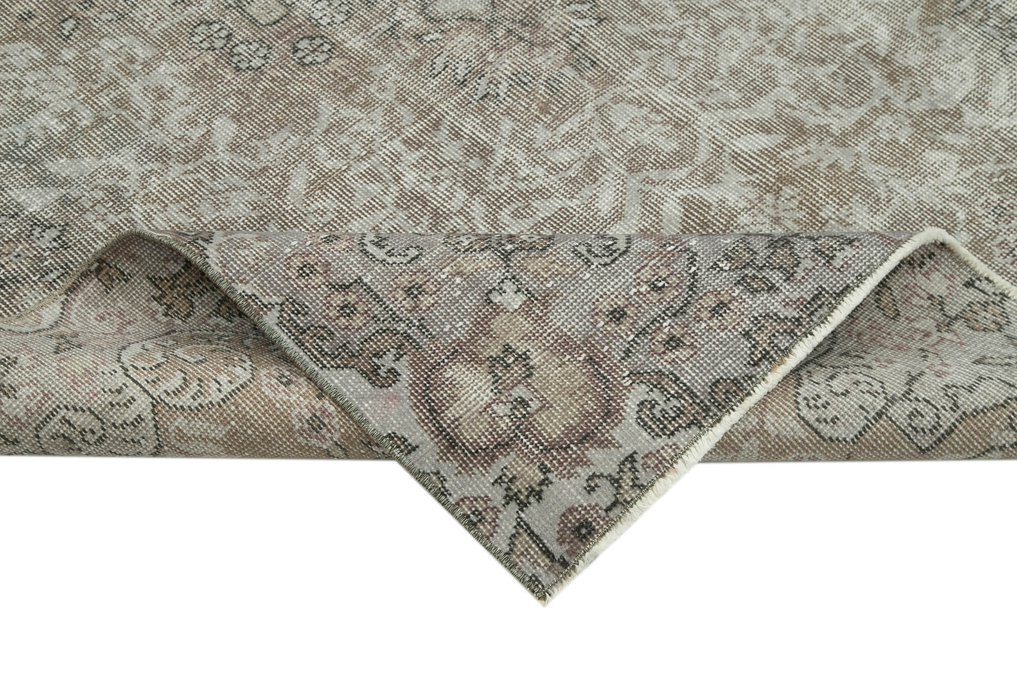 Handmade Vintage Area Rug | Overdyed Wool Rug - Grey Vintage Carpet 5'3''x9'1''