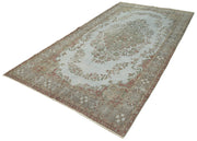 Vintage Wool Area Rug – Overdyed Grey Cotton Wool Handmade Carpet 5'5''x10'5''