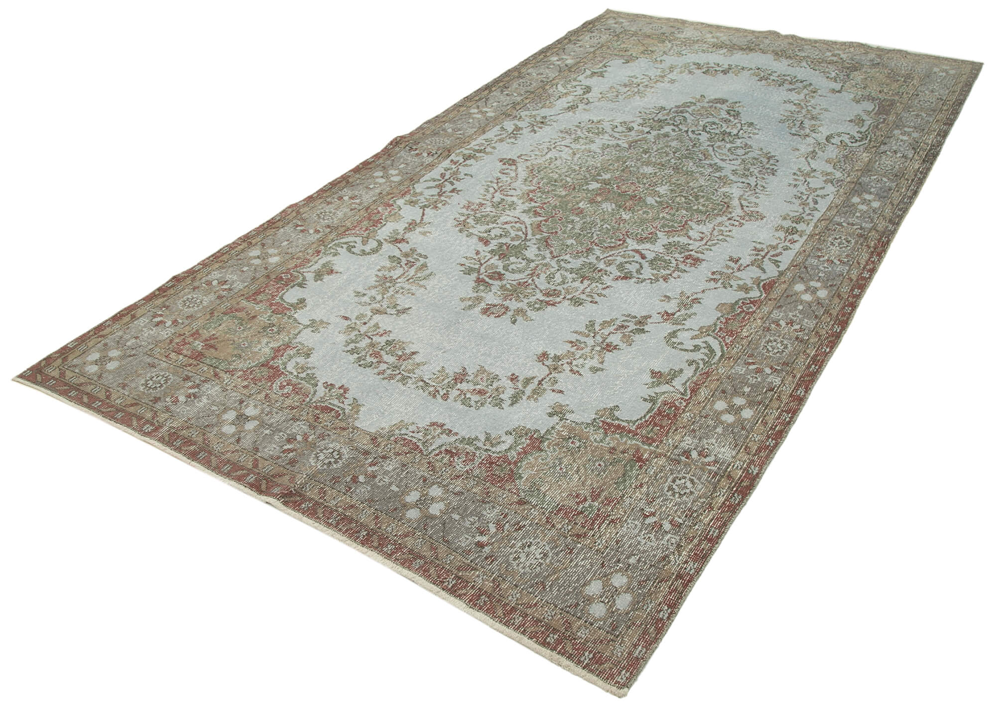 Vintage Wool Area Rug – Overdyed Grey Cotton Wool Handmade Carpet 5'5''x10'5''