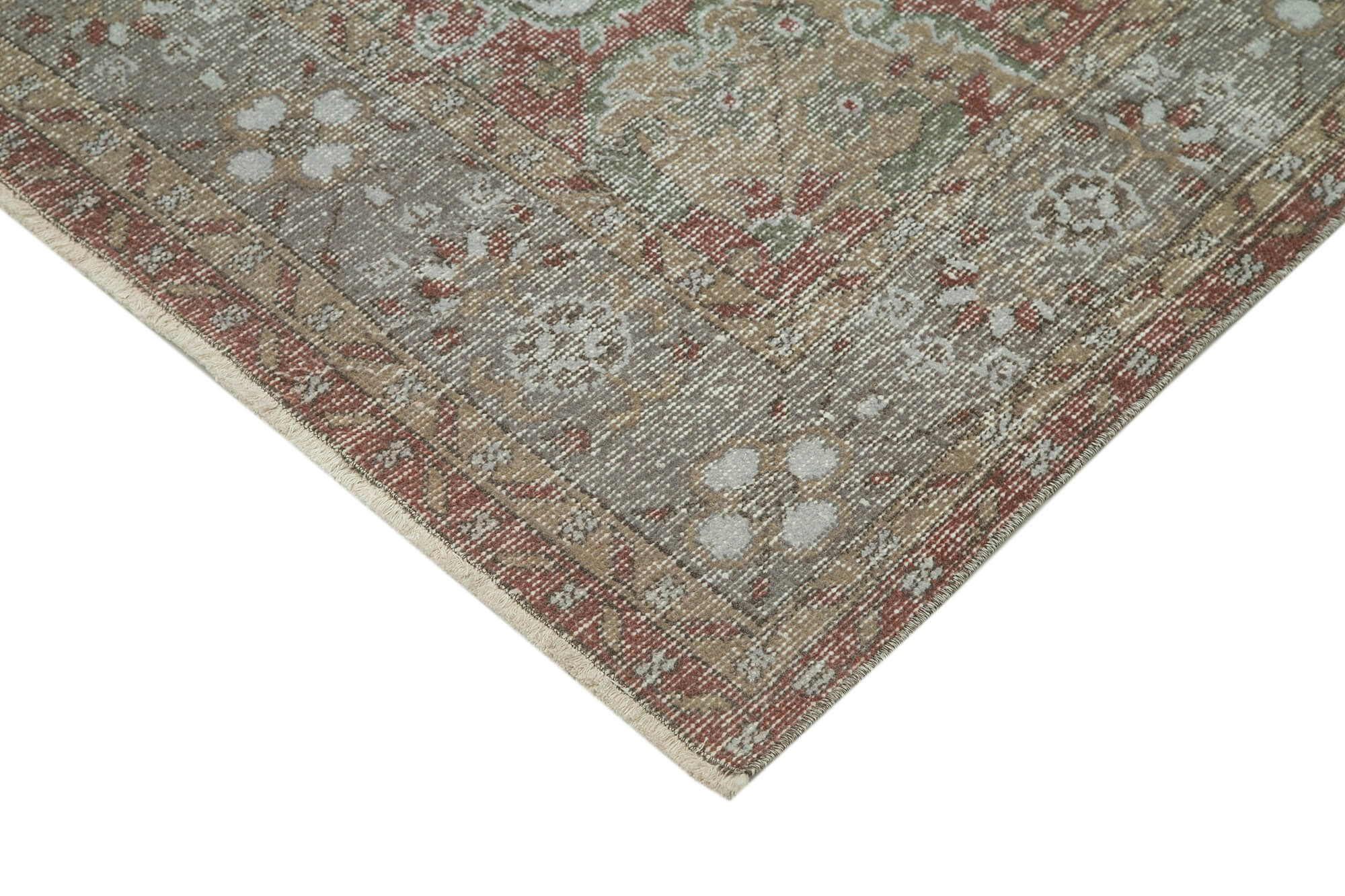 Vintage Wool Area Rug – Overdyed Grey Cotton Wool Handmade Carpet 5'5''x10'5''