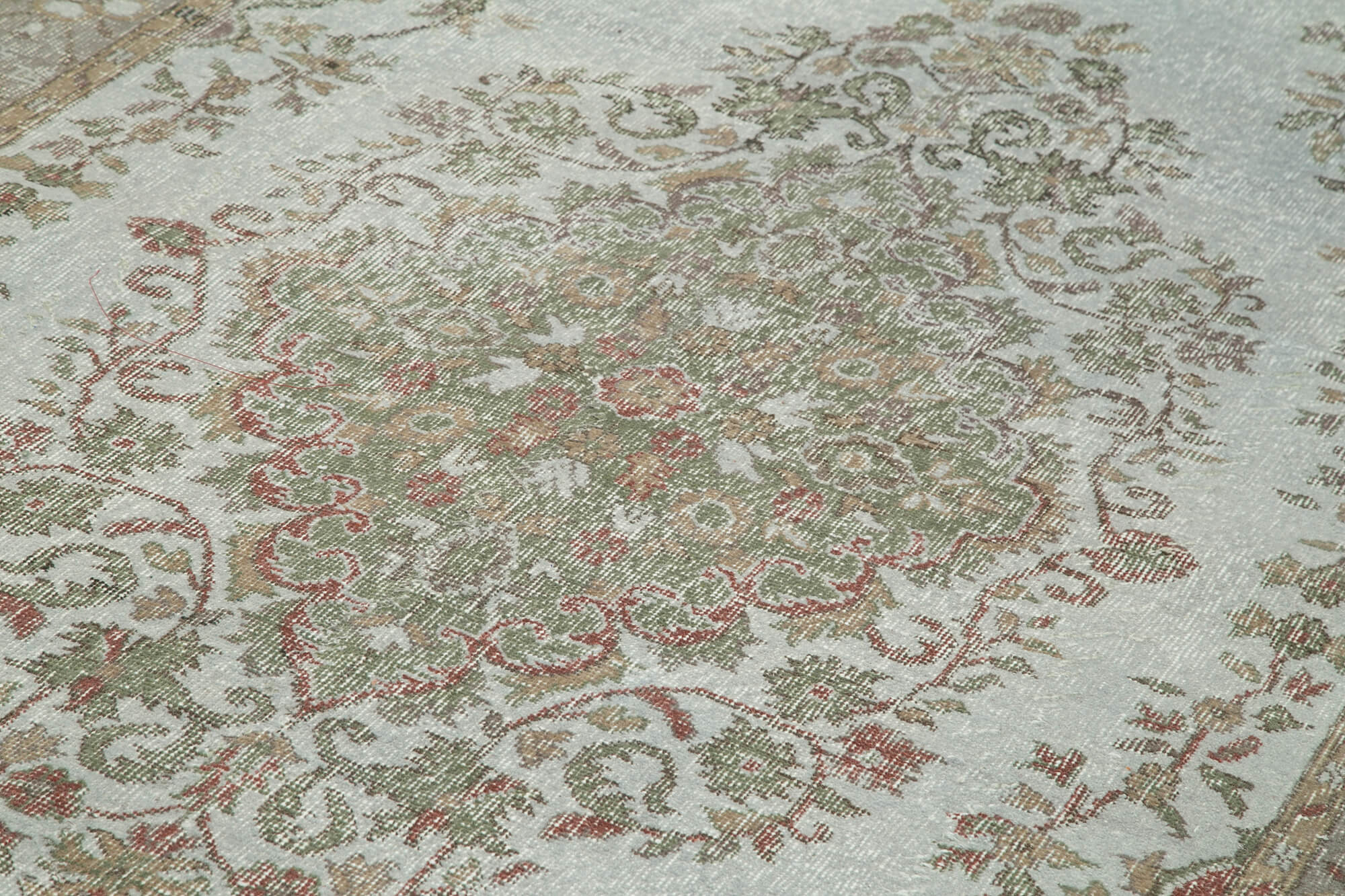 Vintage Wool Area Rug – Overdyed Grey Cotton Wool Handmade Carpet 5'5''x10'5''