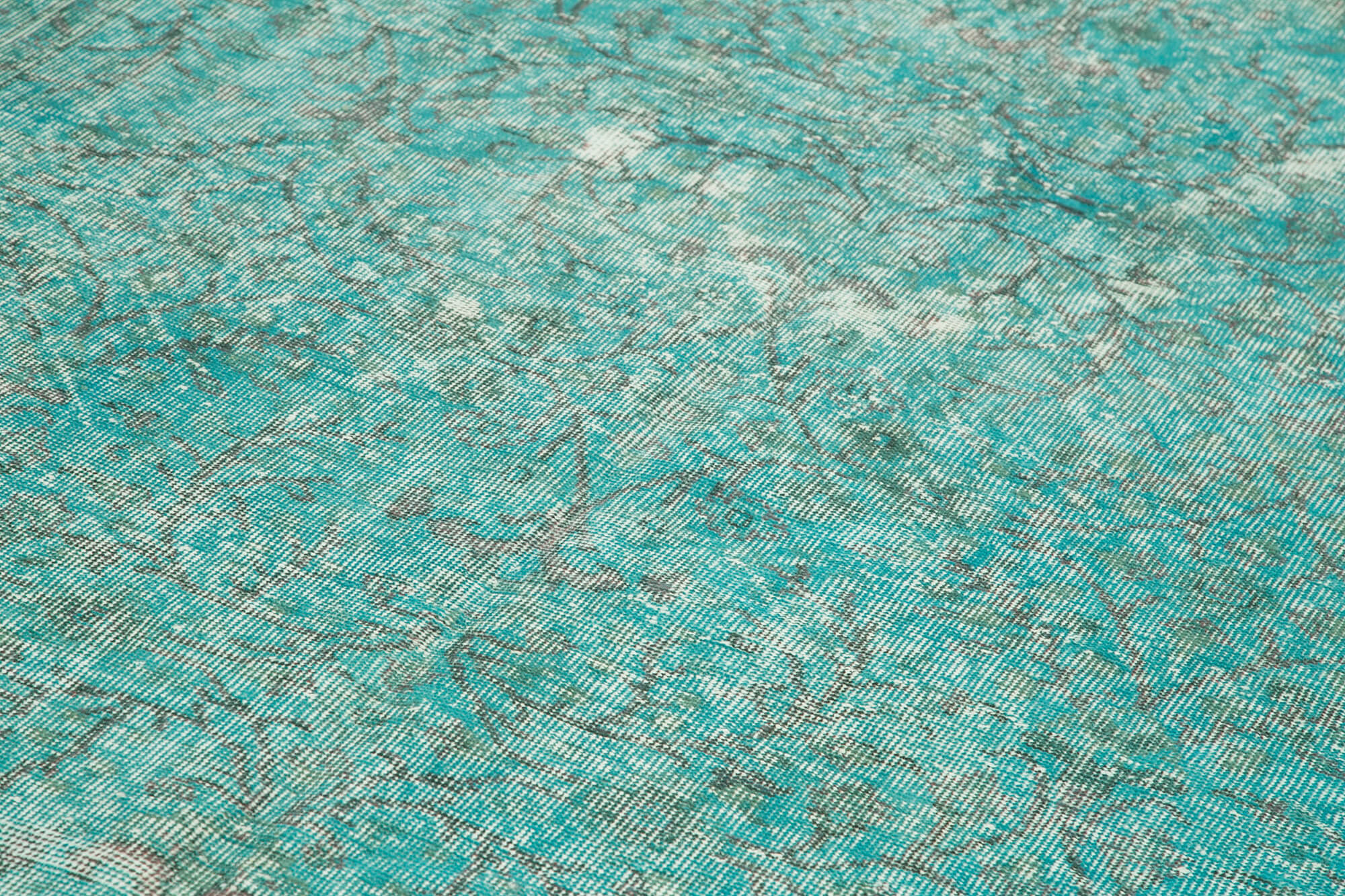Vintage Area Rug – Handmade Wool Rug Overdyed Turquoise Cotton Carpet 5'4''x9'8''