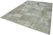 Handmade Wool Area Rug - Kirk Yama Blue Patchwork Cotton Wool Carpet 8'2''x11'6''