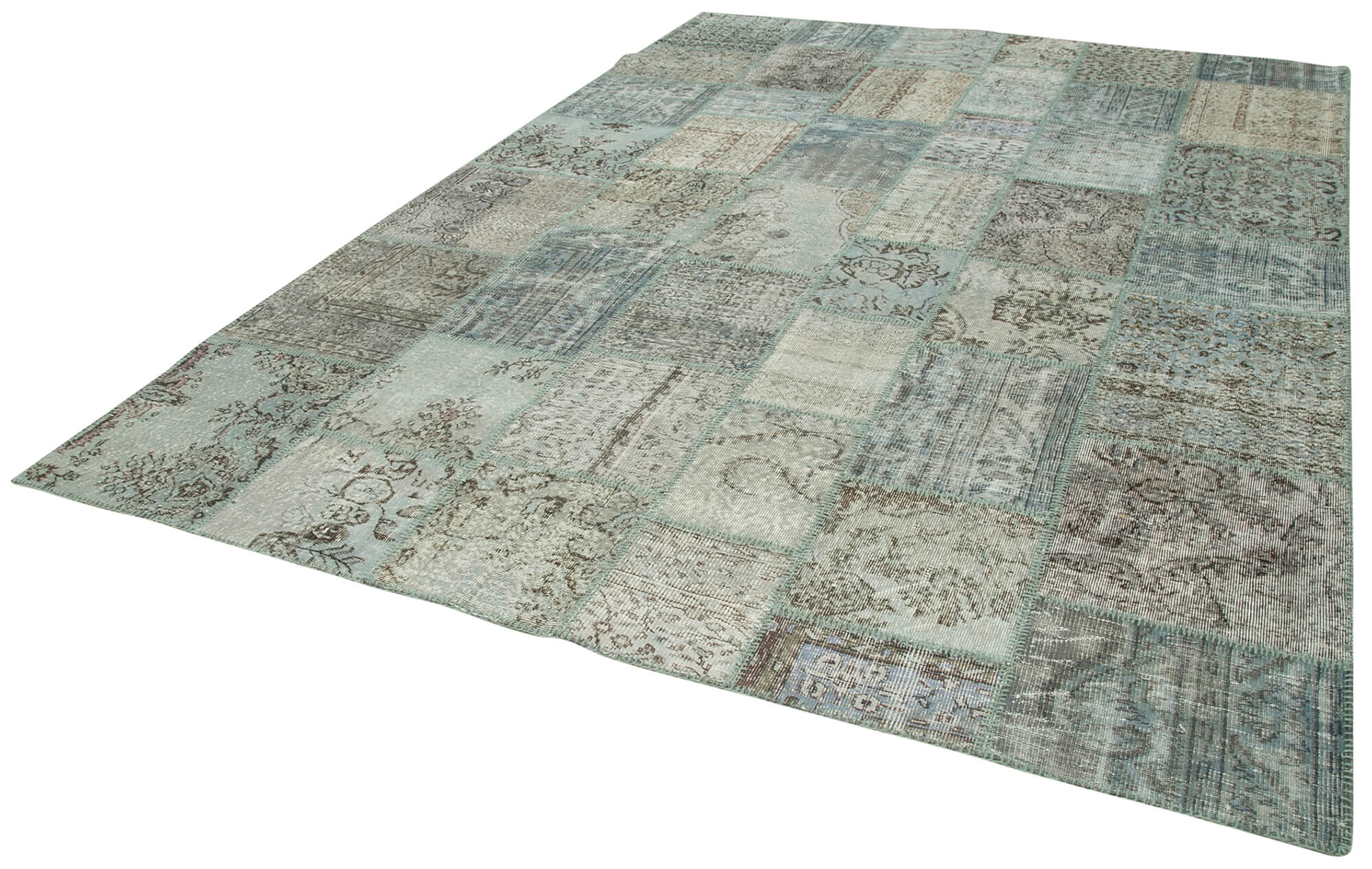Handmade Patchwork Area Rug – Blue Cotton Wool Rug 8'2''x11'6'' by Agacan