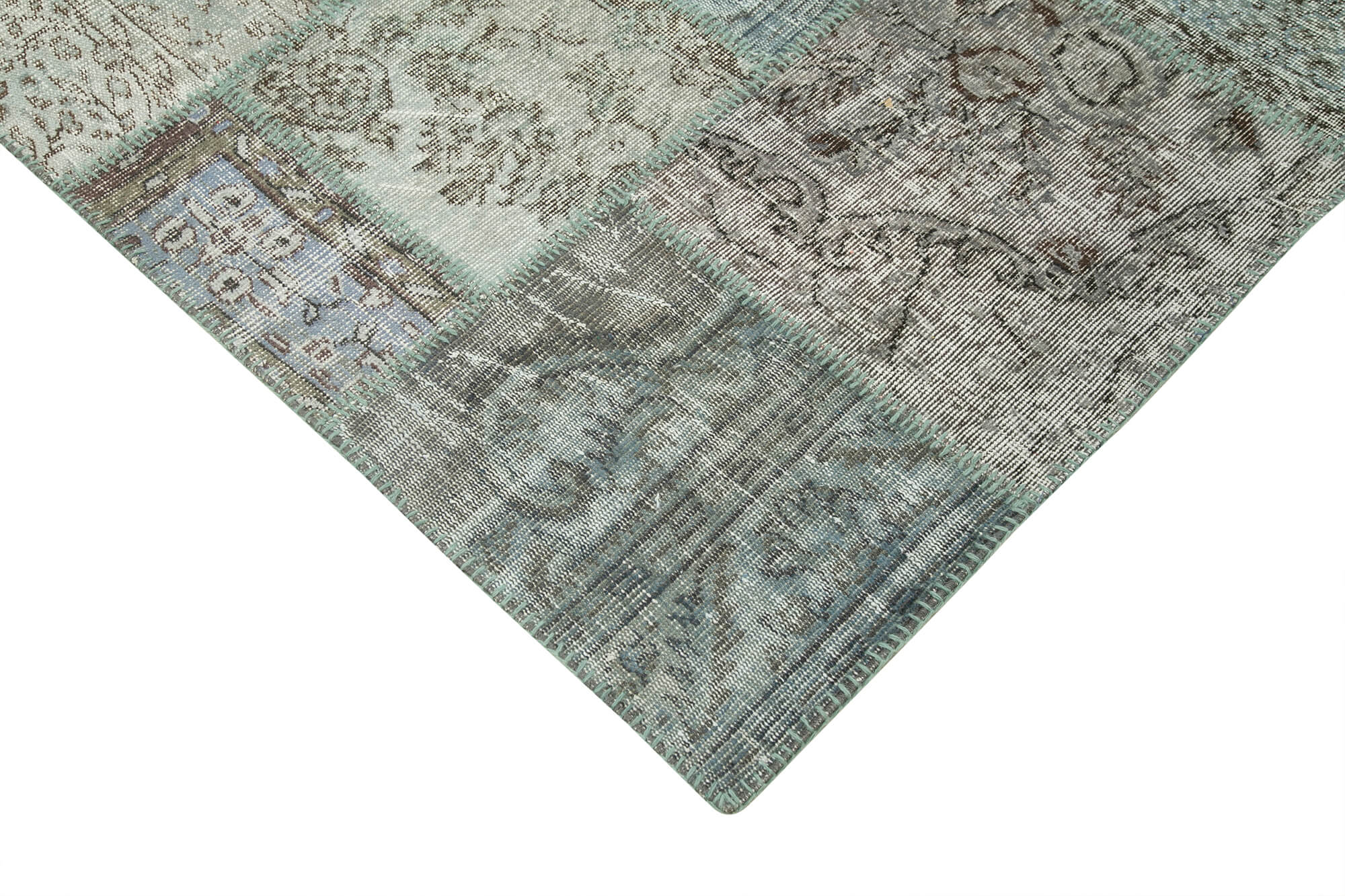 Handmade Patchwork Area Rug – Blue Cotton Wool Rug 8'2''x11'6'' by Agacan