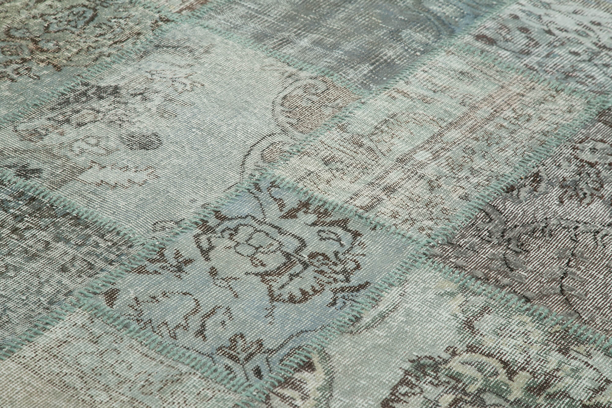 Handmade Patchwork Area Rug – Blue Cotton Wool Rug 8'2''x11'6'' by Agacan