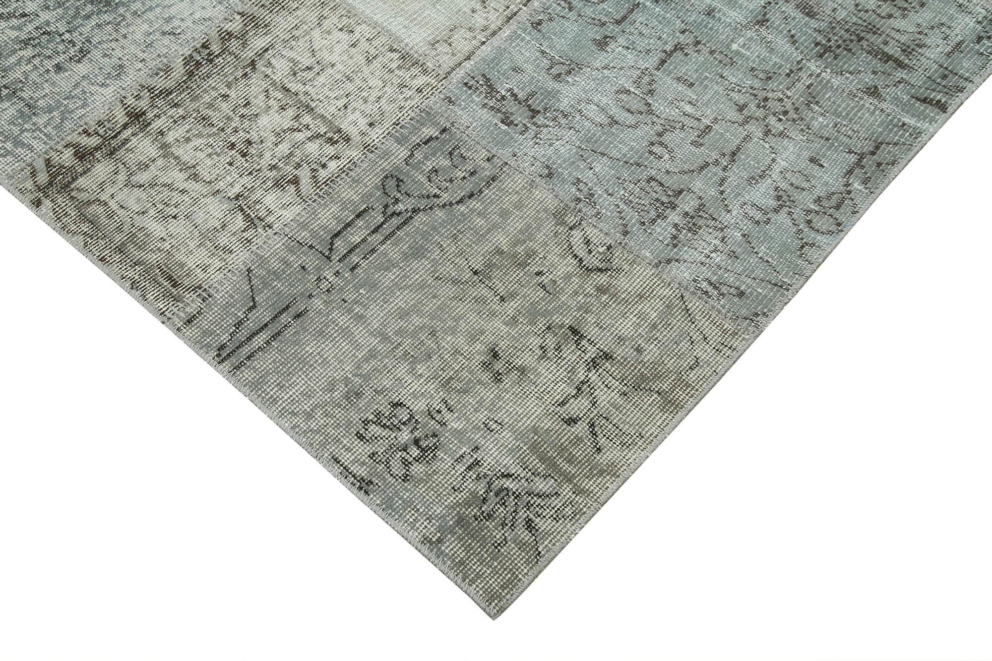 Handmade Patchwork Area Rug - Grey Patchwork Carpet Cotton Wool Blend 8'3''x11'6''