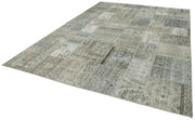 Handmade Patchwork Rug - Kirk Yama Grey Cotton Wool Vintage Area Rug 8'2''x11'6''