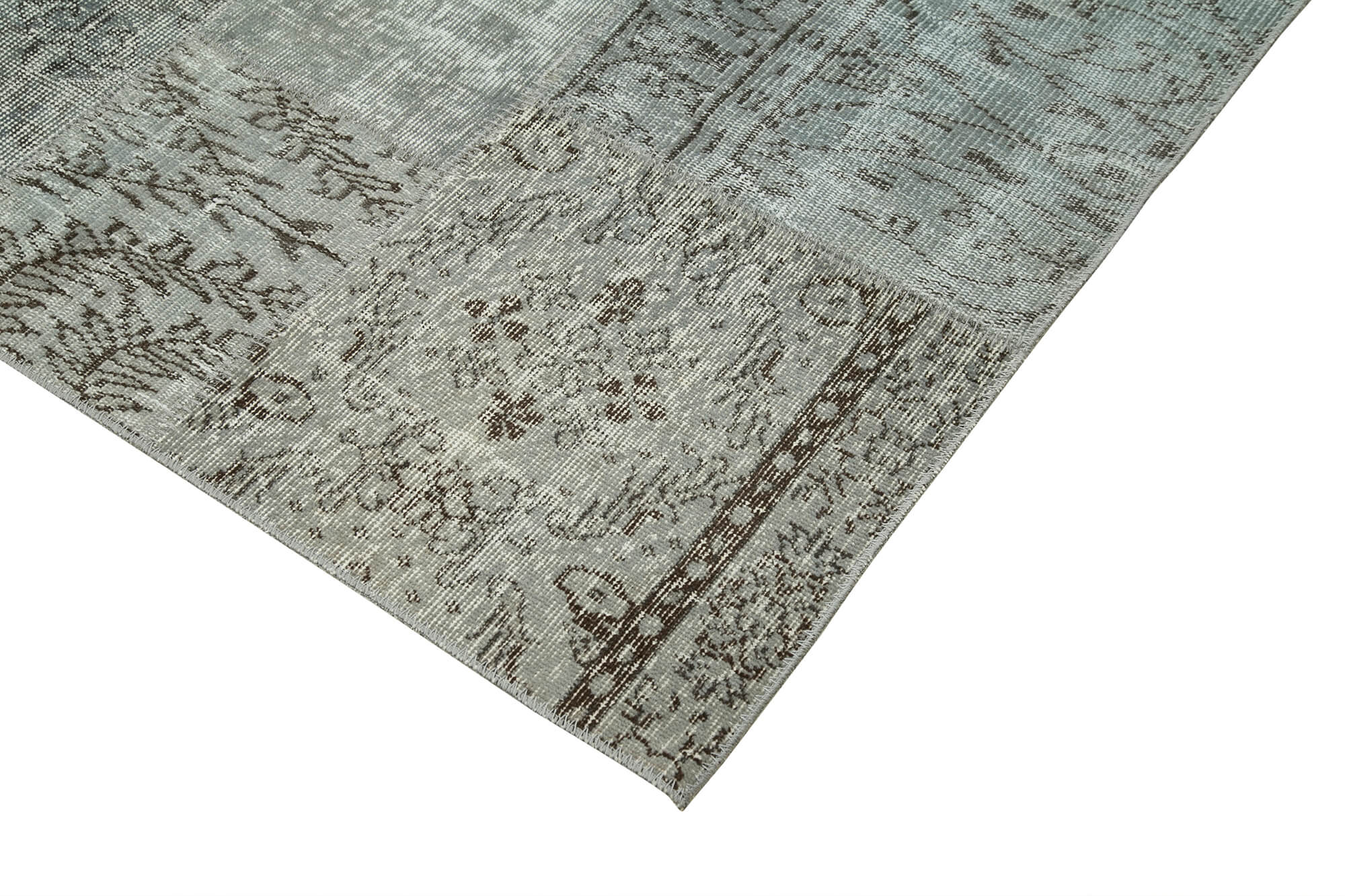 Handmade Patchwork Rug - Kirk Yama Grey Cotton Wool Vintage Area Rug 8'2''x11'6''