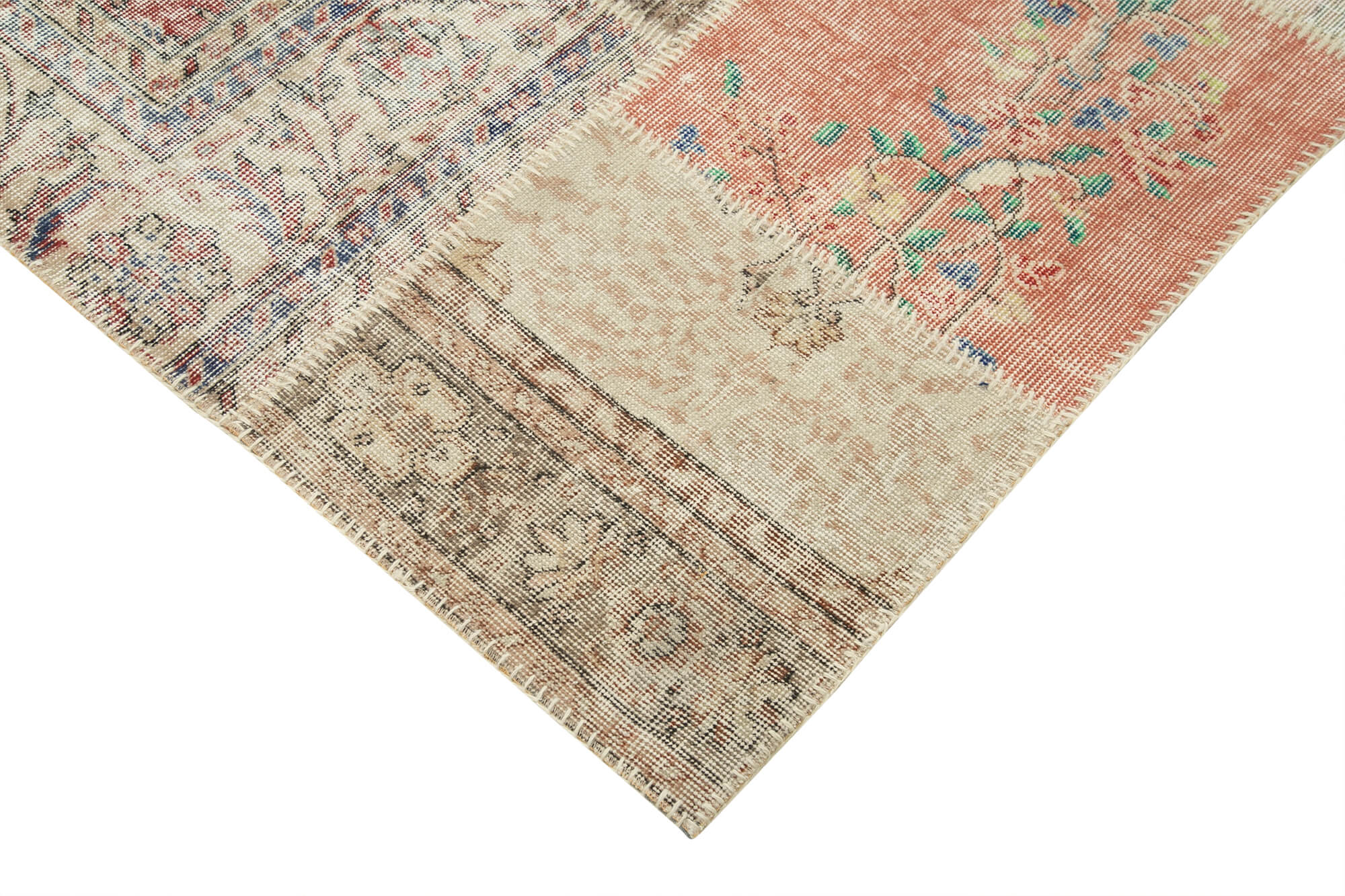 Handmade Area Rug – Blue Patchwork Rug | Durable Cotton Wool Turkish Carpet 8'2''x11'7''