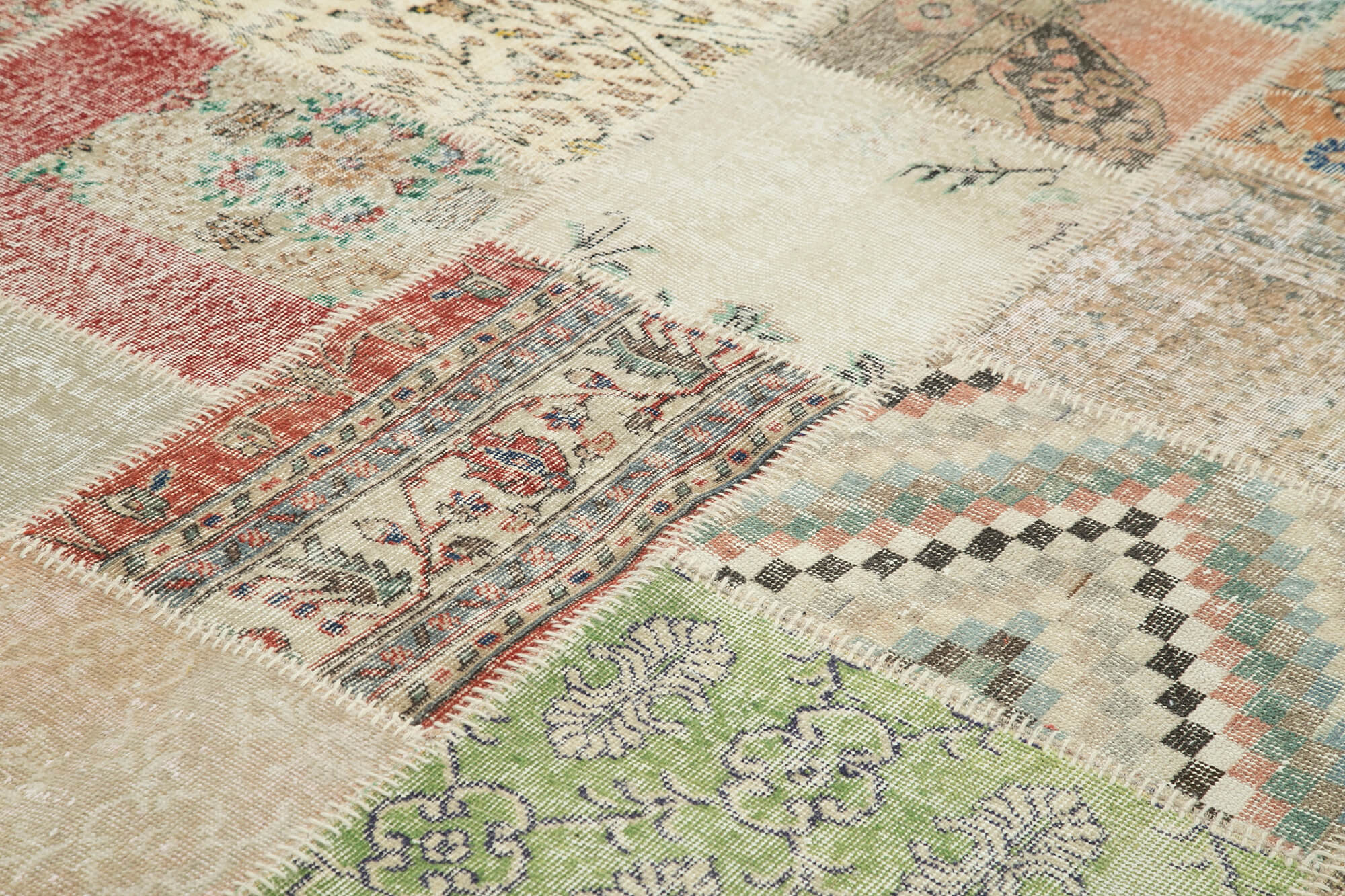 Handmade Area Rug – Blue Patchwork Rug | Durable Cotton Wool Turkish Carpet 8'2''x11'7''