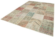 Handmade Patchwork Rug – Blue Area Rug 8x11 Feet Cotton Wool Vintage Turkish Carpet