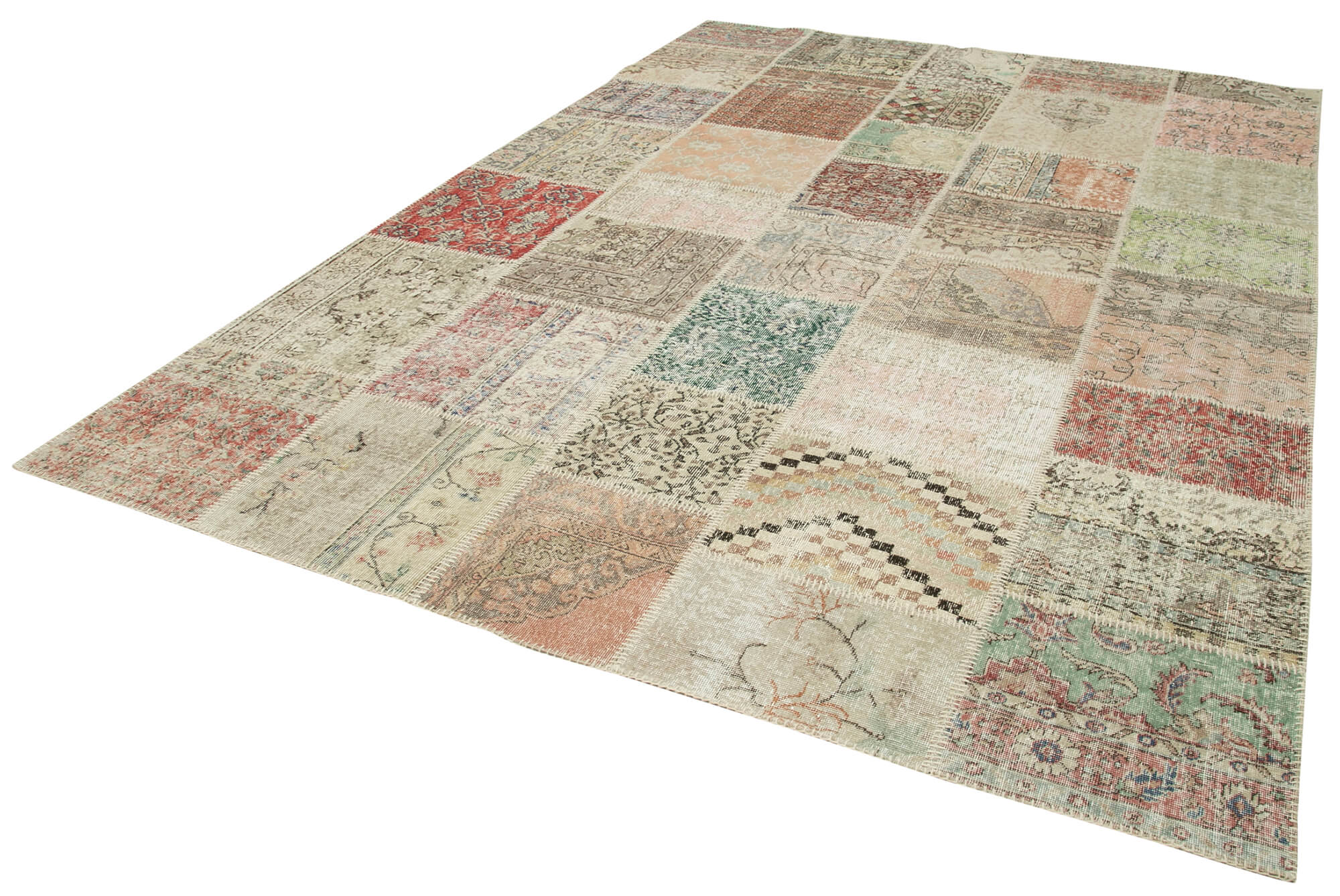 Handmade Patchwork Rug – Blue Area Rug 8x11 Feet Cotton Wool Vintage Turkish Carpet