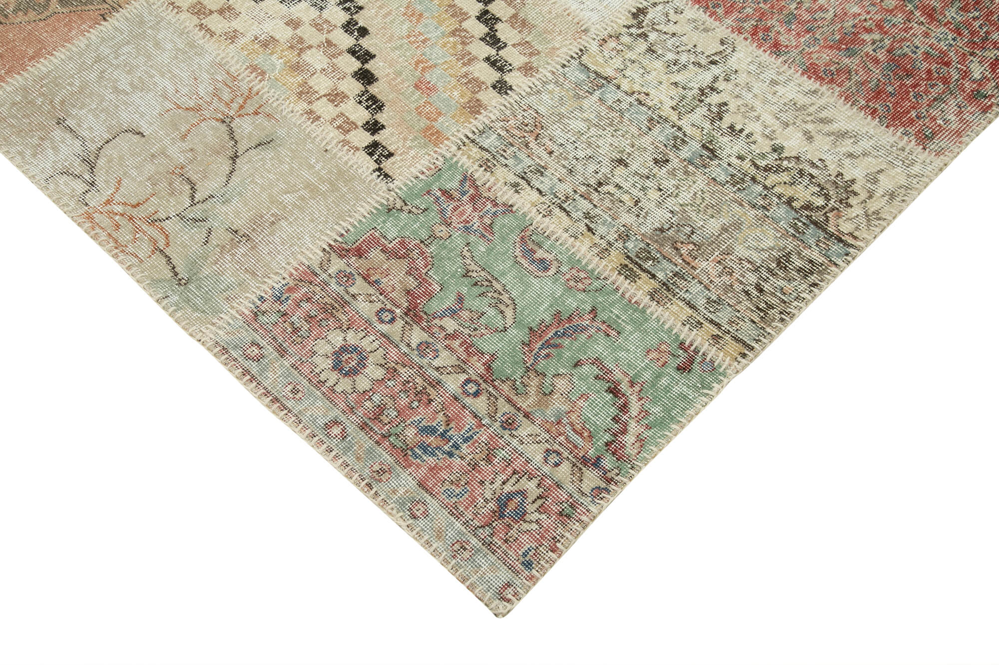 Handmade Patchwork Rug – Blue Area Rug 8x11 Feet Cotton Wool Vintage Turkish Carpet