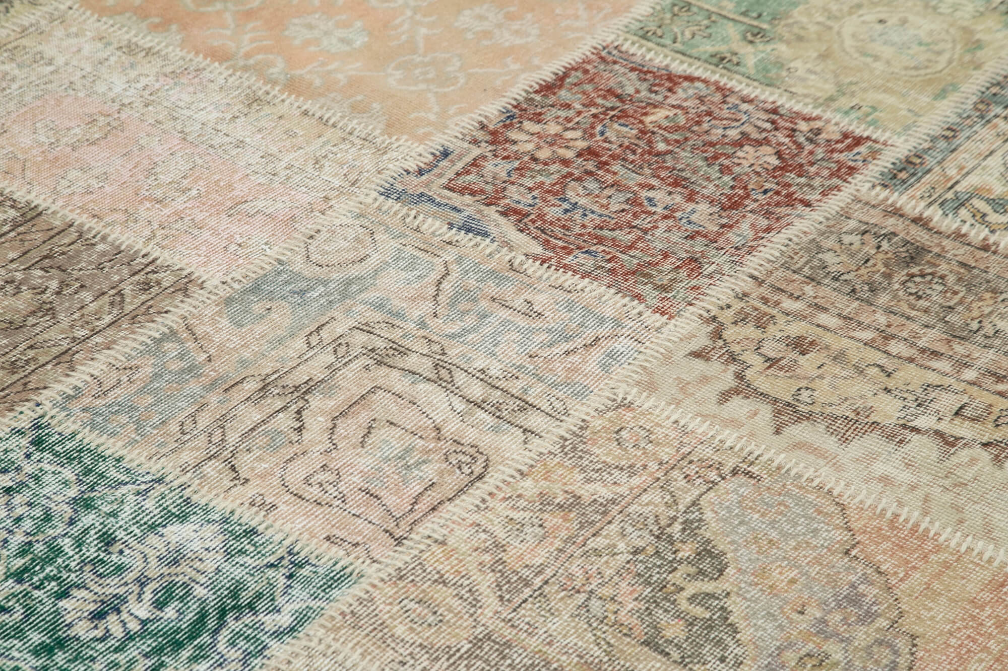 Handmade Patchwork Rug – Blue Area Rug 8x11 Feet Cotton Wool Vintage Turkish Carpet