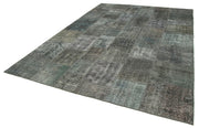 Handmade Patchwork Rug – Kirk Yama Grey Cotton Wool Vintage Area Carpet 8'1''x11'6''