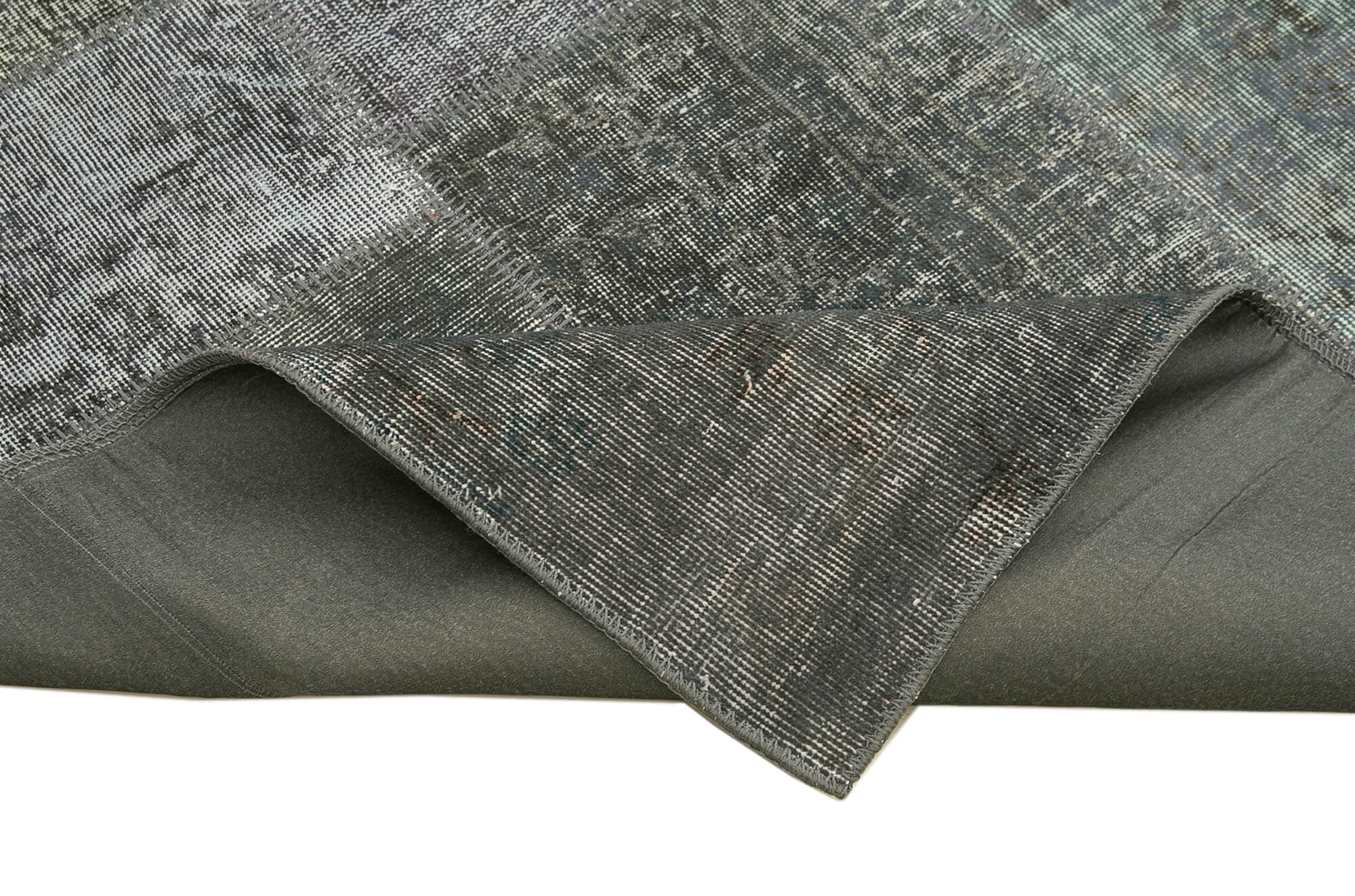 Handmade Patchwork Rug – Kirk Yama Grey Cotton Wool Vintage Area Carpet 8'1''x11'6''