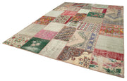 Handmade Patchwork Rug – Kirk Yama Blue Cotton Wool Vintage Area Rug 8'8''x12'