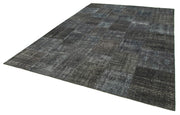 Handmade Patchwork Area Rug - Grey Cotton Wool Rug 8'1''x11'7'' Vintage Turkish Carpet