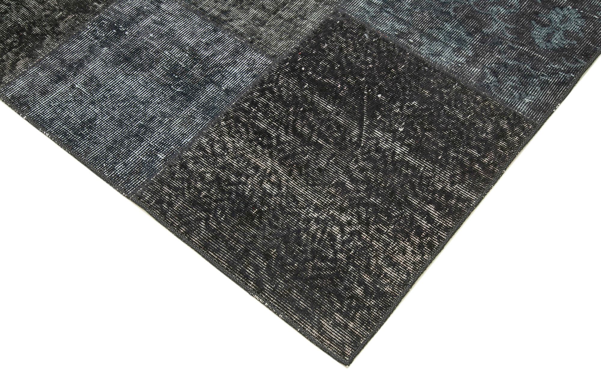 Handmade Patchwork Area Rug - Grey Cotton Wool Rug 8'1''x11'7'' Vintage Turkish Carpet