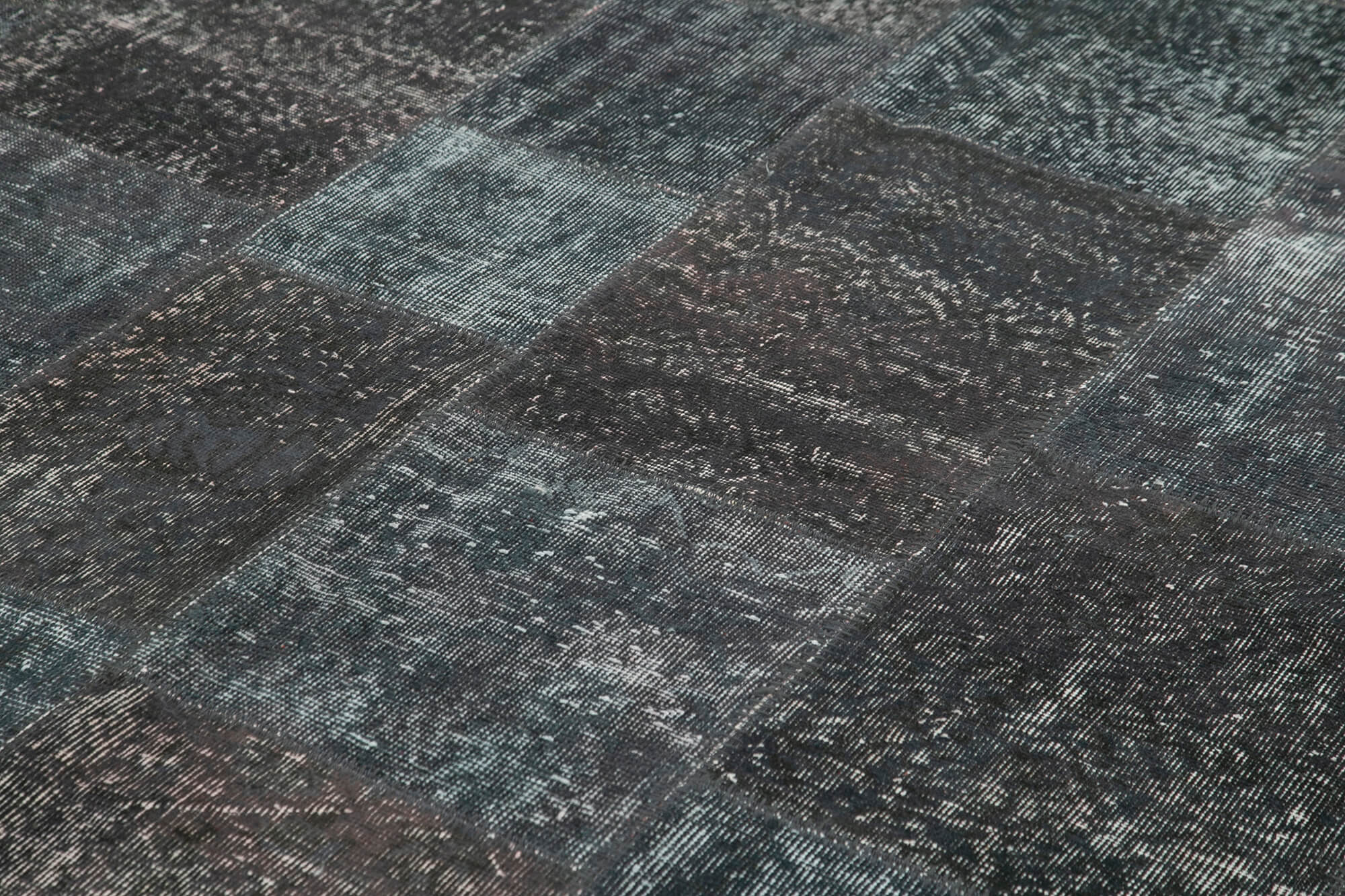 Handmade Patchwork Area Rug - Grey Cotton Wool Rug 8'1''x11'7'' Vintage Turkish Carpet