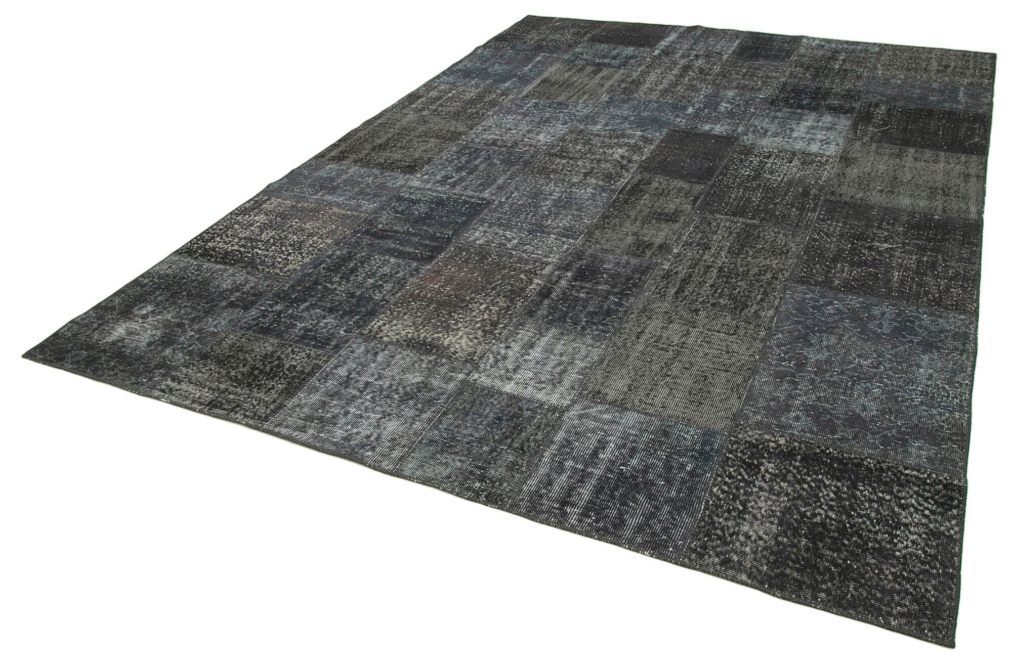 Handmade Patchwork Rug - Kirk Yama Grey Cotton Wool Carpet 8'1''x11'6''