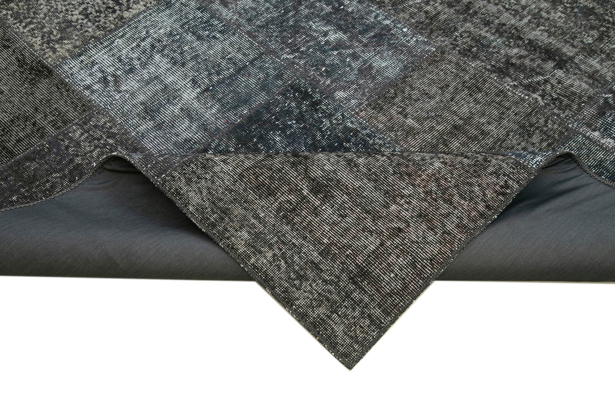 Handmade Patchwork Rug - Kirk Yama Grey Cotton Wool Carpet 8'1''x11'6''
