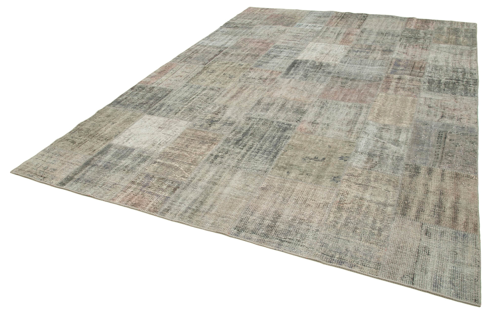 Handmade Patchwork Rug - Kirk Yama Grey Cotton Wool Area Rug 8'2''x11'7''