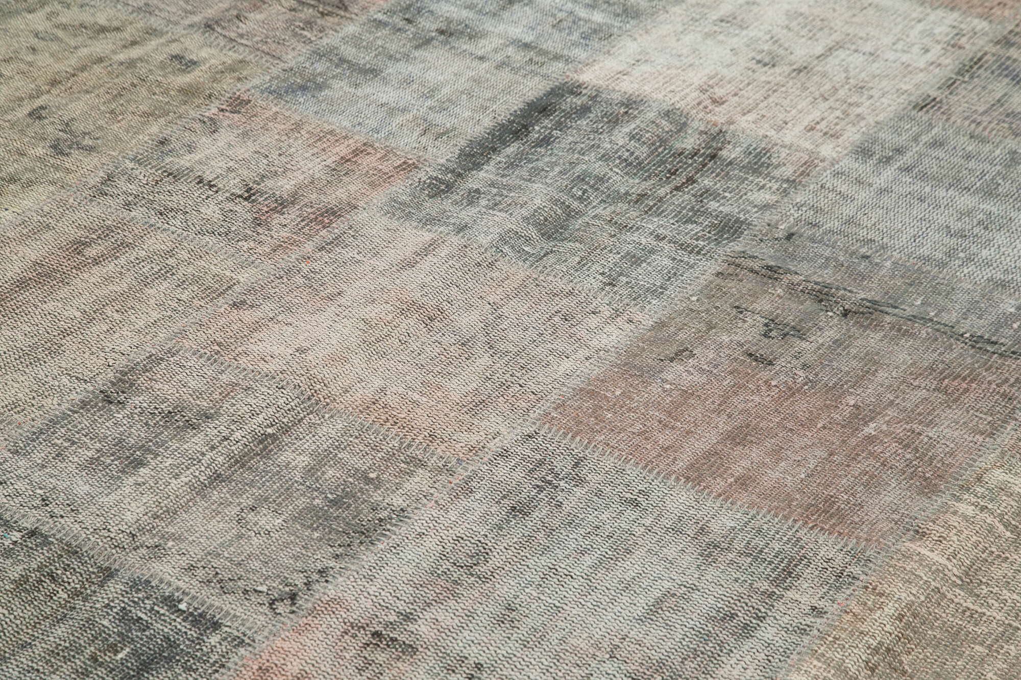 Handmade Patchwork Rug - Kirk Yama Grey Cotton Wool Area Rug 8'2''x11'7''
