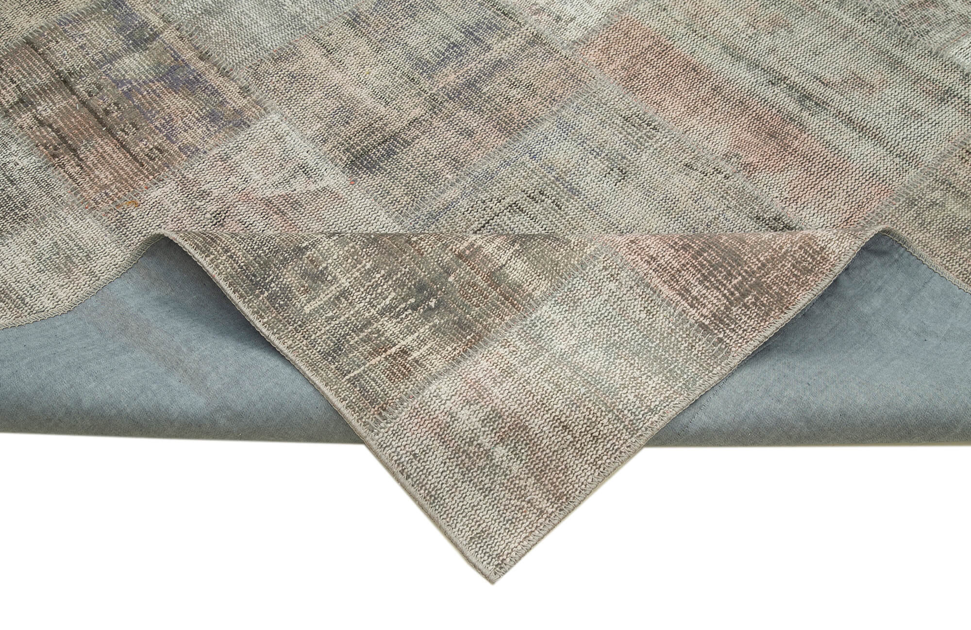 Handmade Patchwork Rug - Kirk Yama Grey Cotton Wool Area Rug 8'2''x11'7''