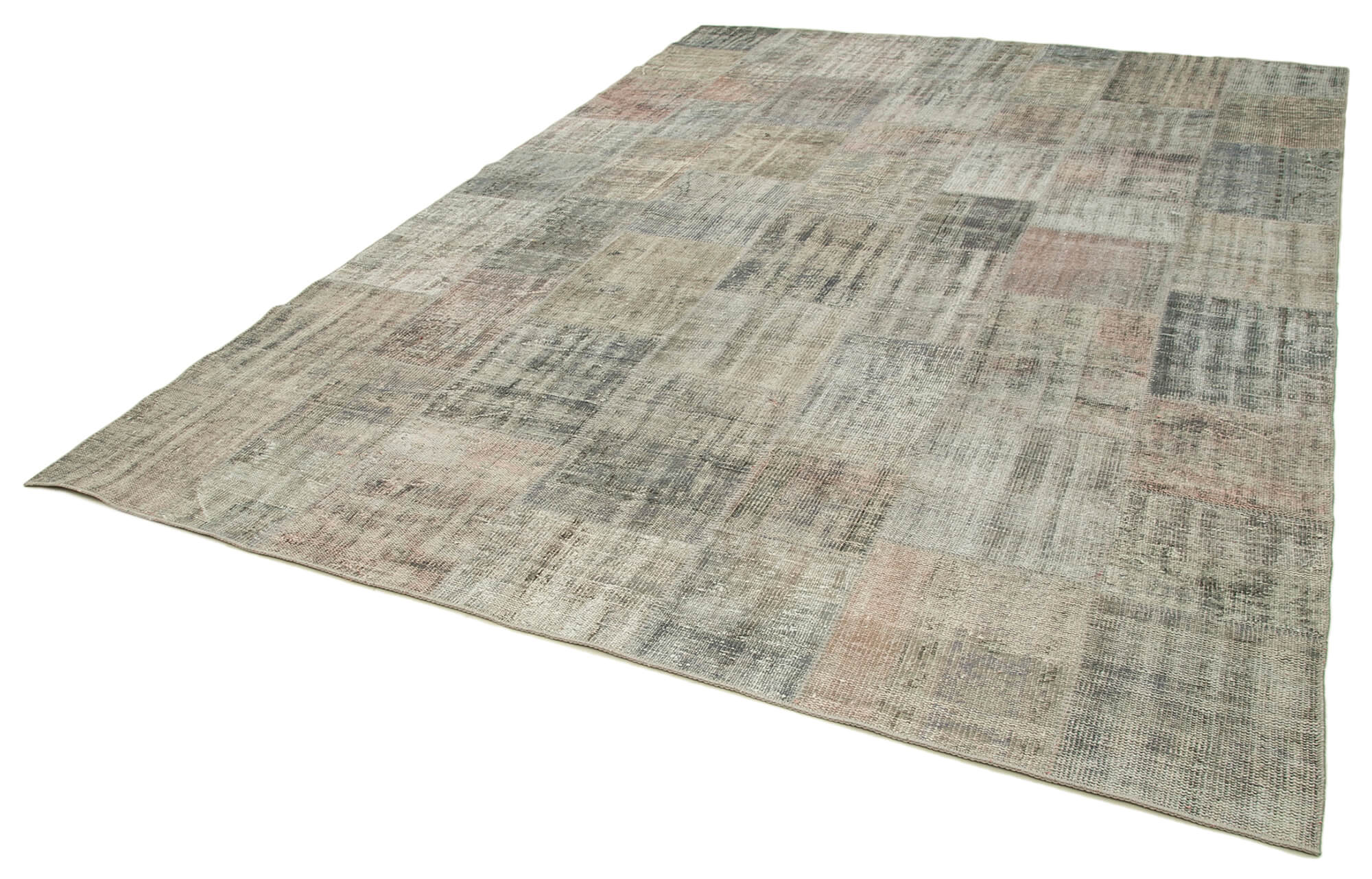 Handmade Patchwork Rug - Kirk Yama Grey Cotton Wool Carpet 8'2" x 11'7"