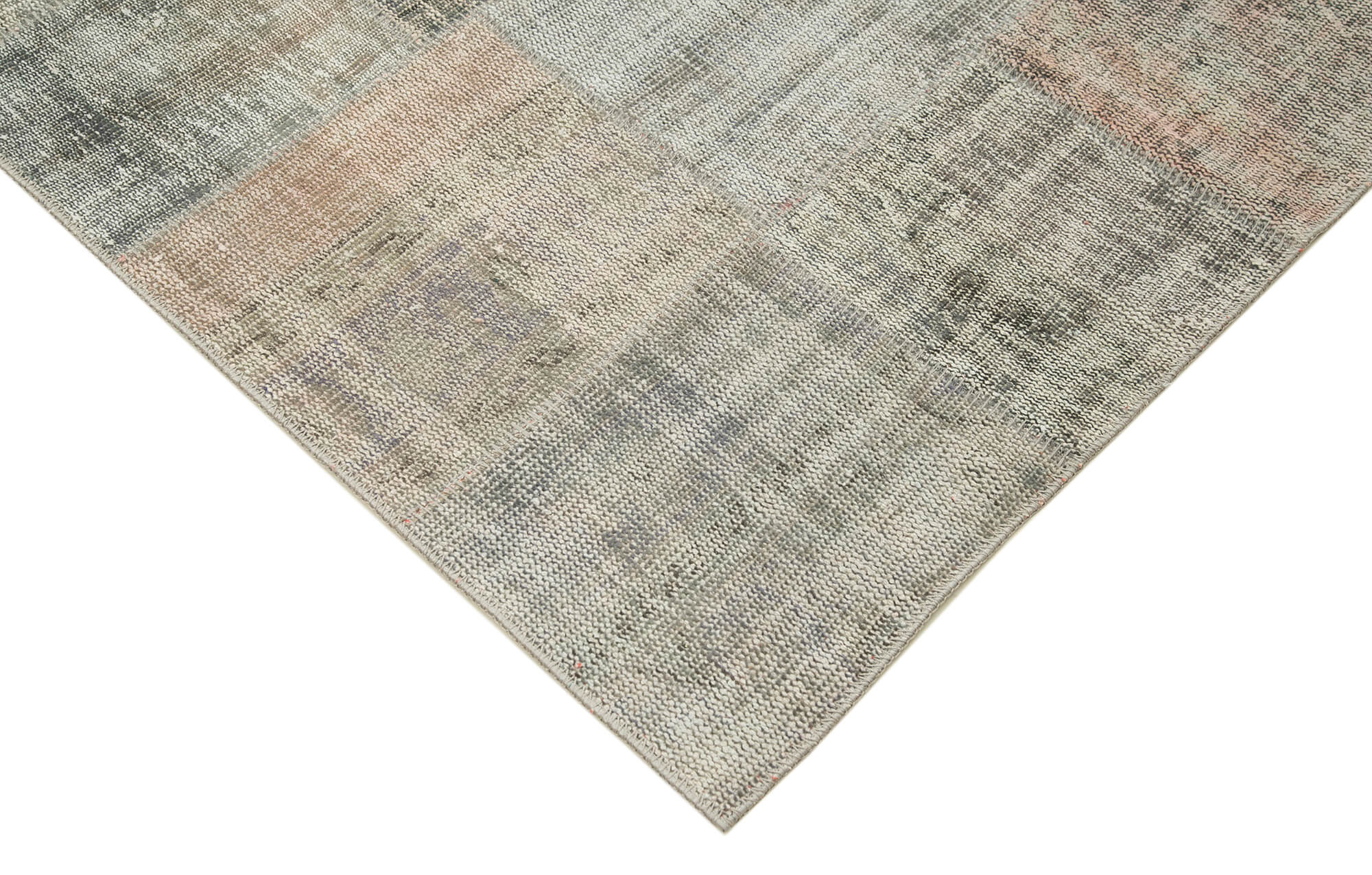 Handmade Patchwork Rug - Kirk Yama Grey Cotton Wool Carpet 8'2" x 11'7"