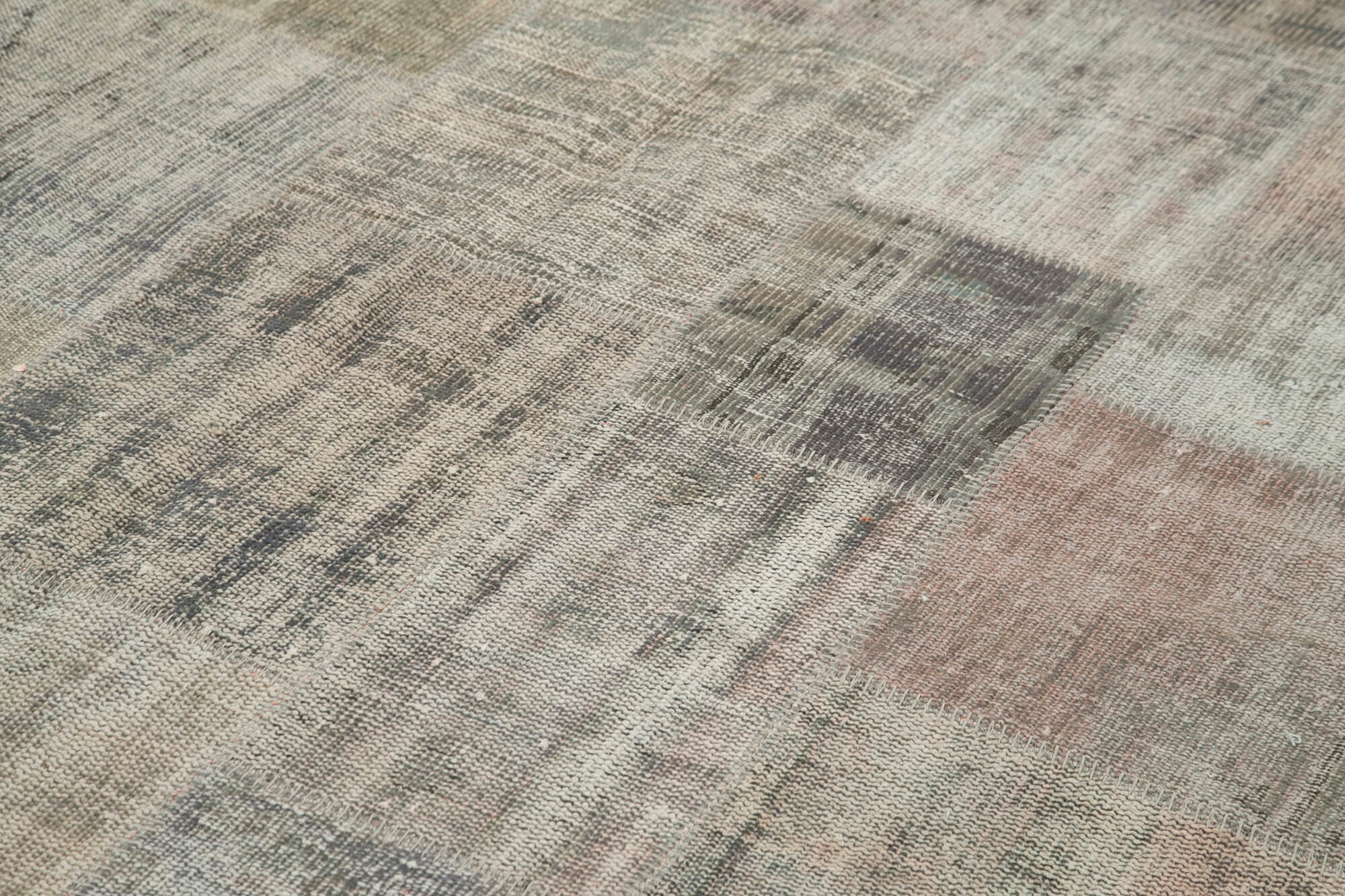 Handmade Patchwork Rug - Kirk Yama Grey Cotton Wool Carpet 8'2" x 11'7"