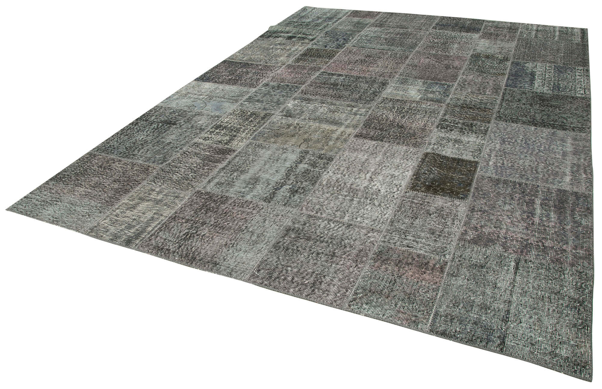 Handmade Patchwork Rug - Kirk Yama Grey Cotton Wool Area Rug 8'2''x11'7''