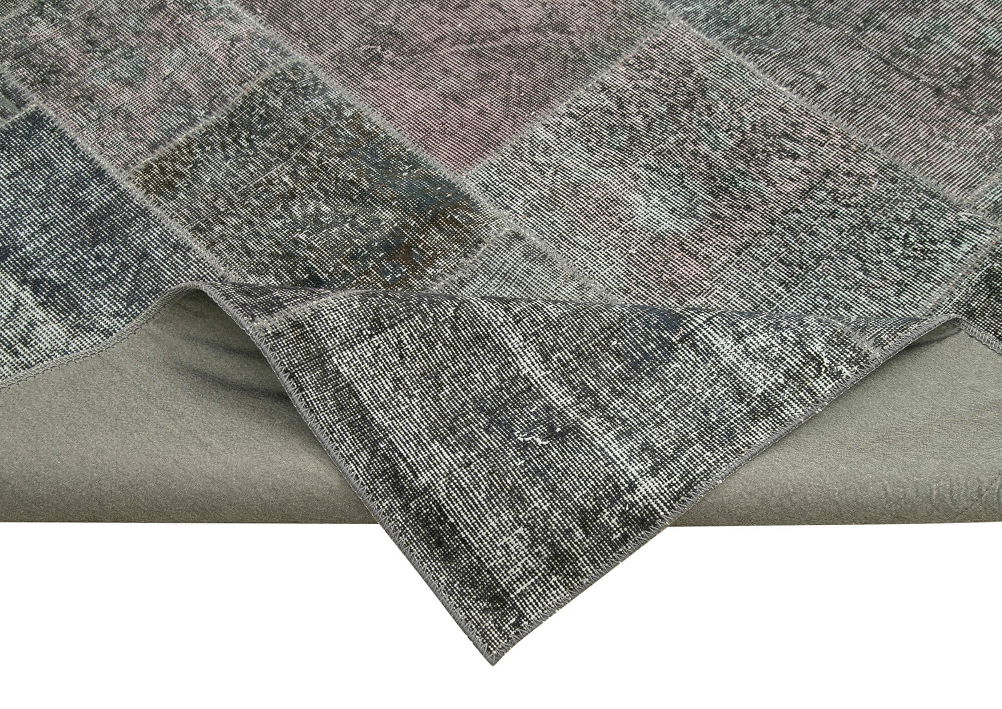 Handmade Patchwork Rug - Kirk Yama Grey Cotton Wool Area Rug 8'2''x11'7''