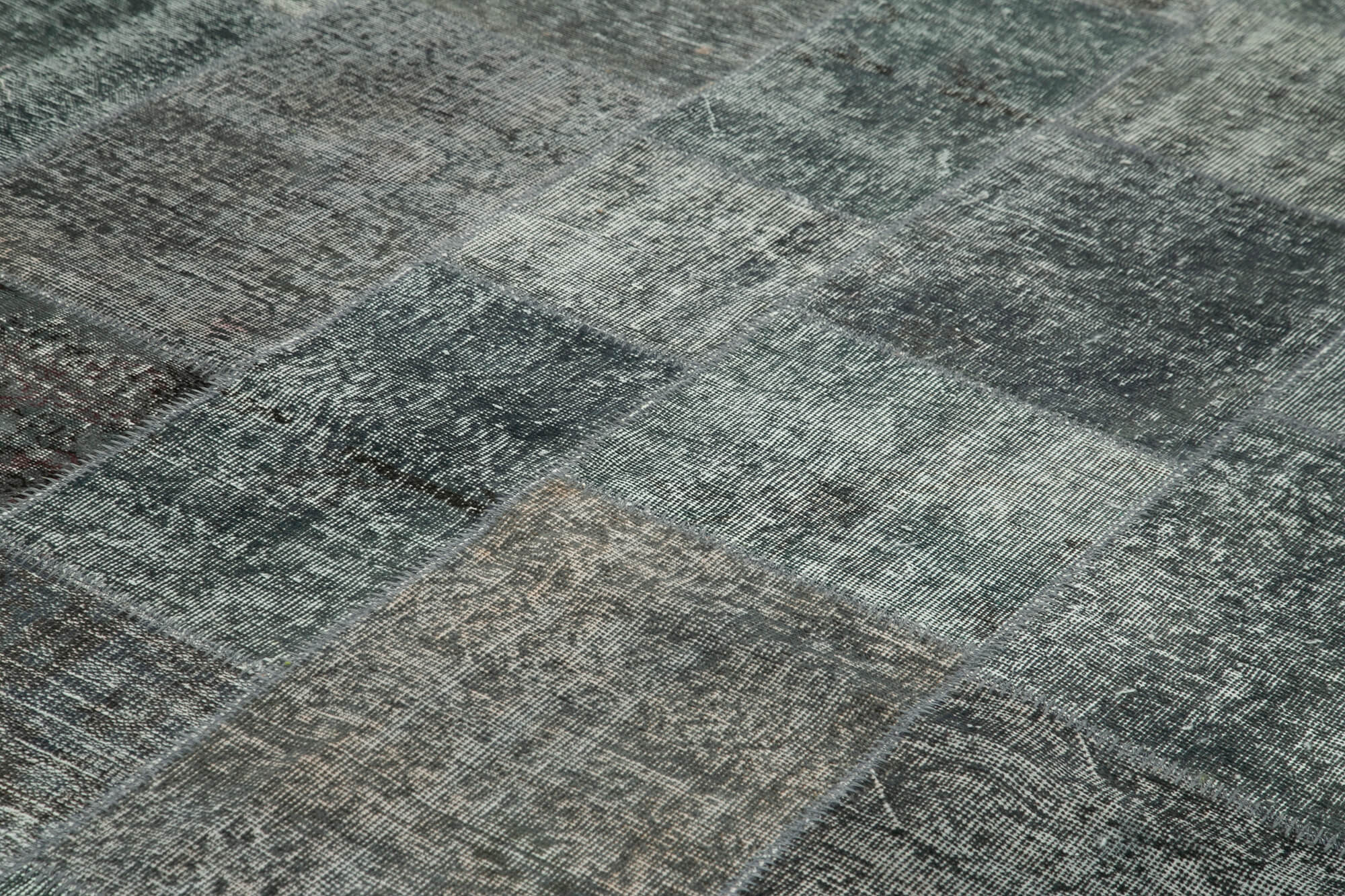 Handmade Wool Area Rug - Grey Patchwork Cotton Wool Carpet 8'2''x11'4'' by Agacan