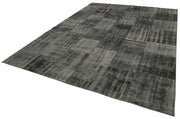 Handmade Wool Area Rug - Black Patchwork Cotton Wool Rug 8'5''x11'6'' Durable