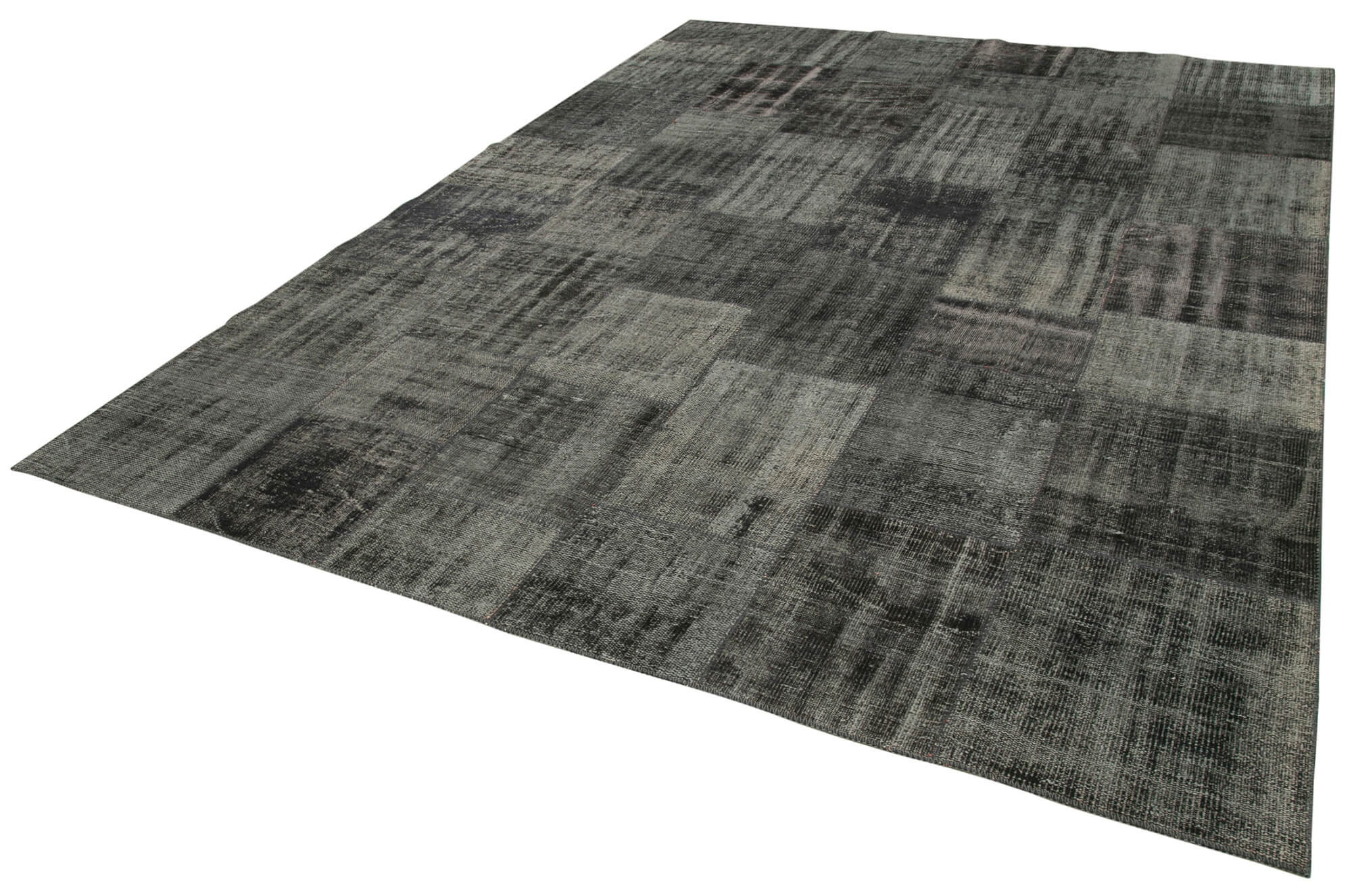 Handmade Wool Area Rug - Black Patchwork Cotton Wool Rug 8'5''x11'6'' Durable