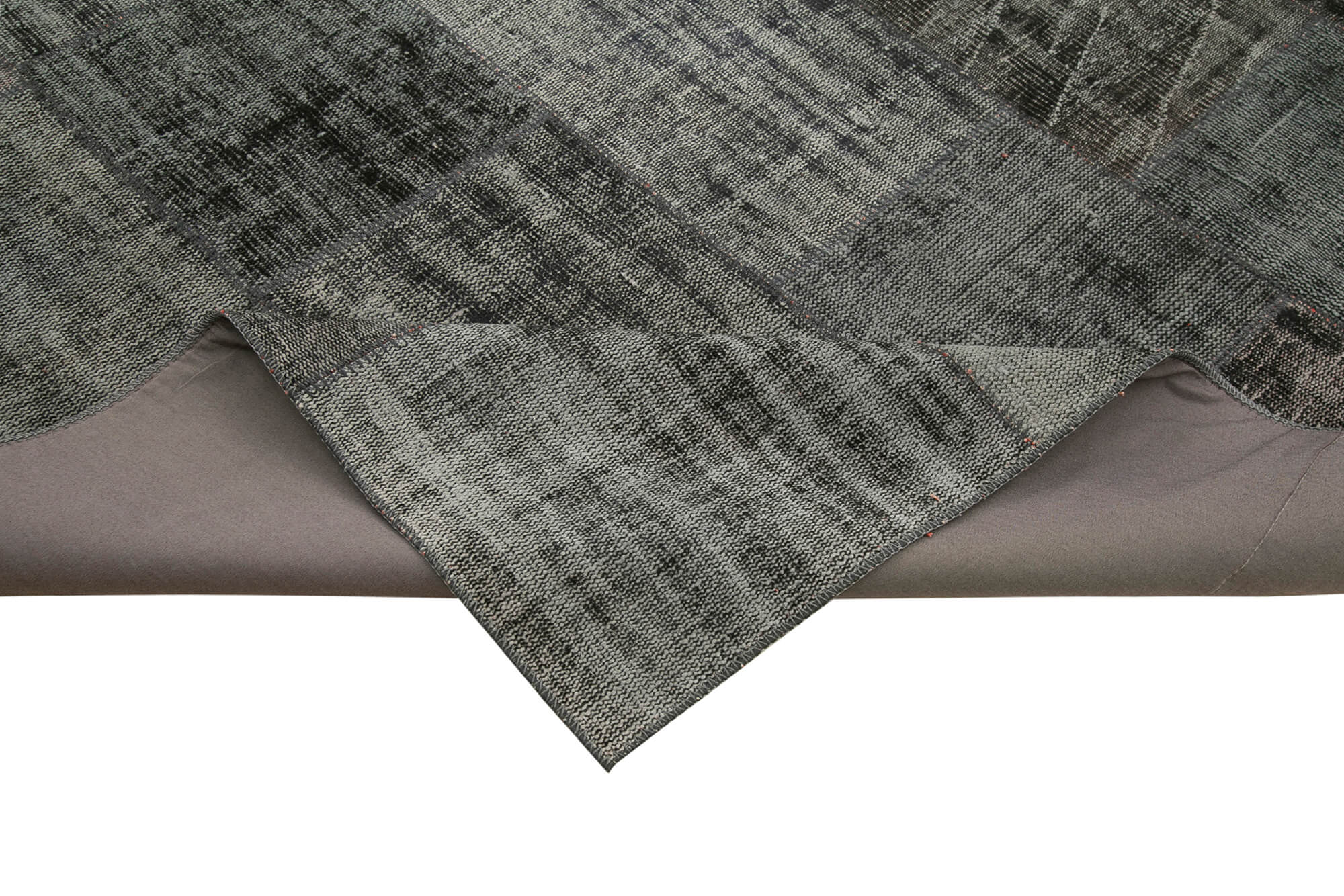 Handmade Wool Area Rug - Black Patchwork Cotton Wool Rug 8'5''x11'6'' Durable