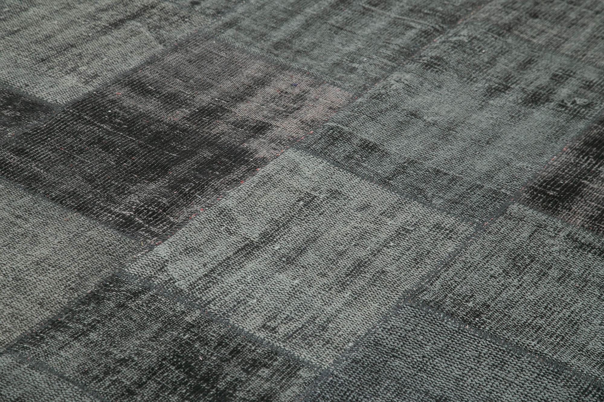 Handmade Area Rug | Turkish Patchwork Black Wool Cotton Carpet 8'5" x 11'7"