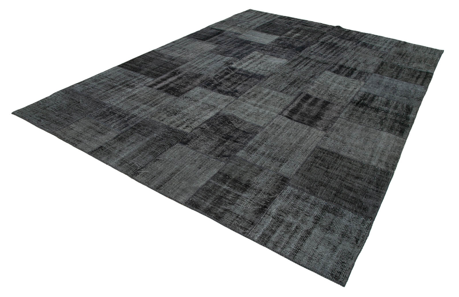 Handmade Patchwork Rug - Black Cotton Wool Vintage Area Rug 8'5''x11'7''