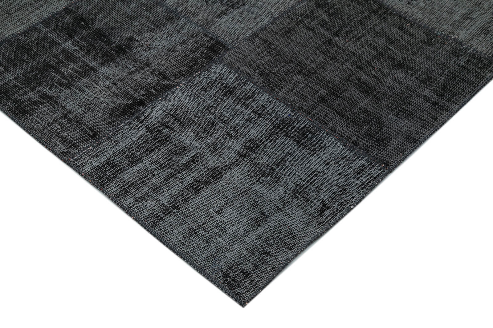 Handmade Patchwork Rug - Black Cotton Wool Vintage Area Rug 8'5''x11'7''