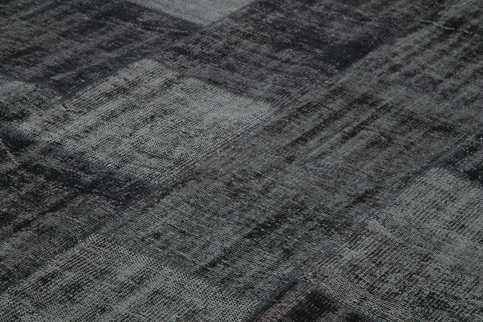 Handmade Patchwork Rug - Black Cotton Wool Vintage Area Rug 8'5''x11'7''