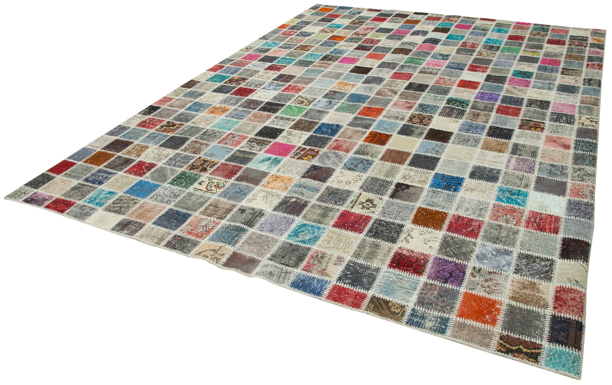 Handmade Patchwork Rug - Blue Area Rug With Durable Cotton Wool Blend 8'4''x11'8''