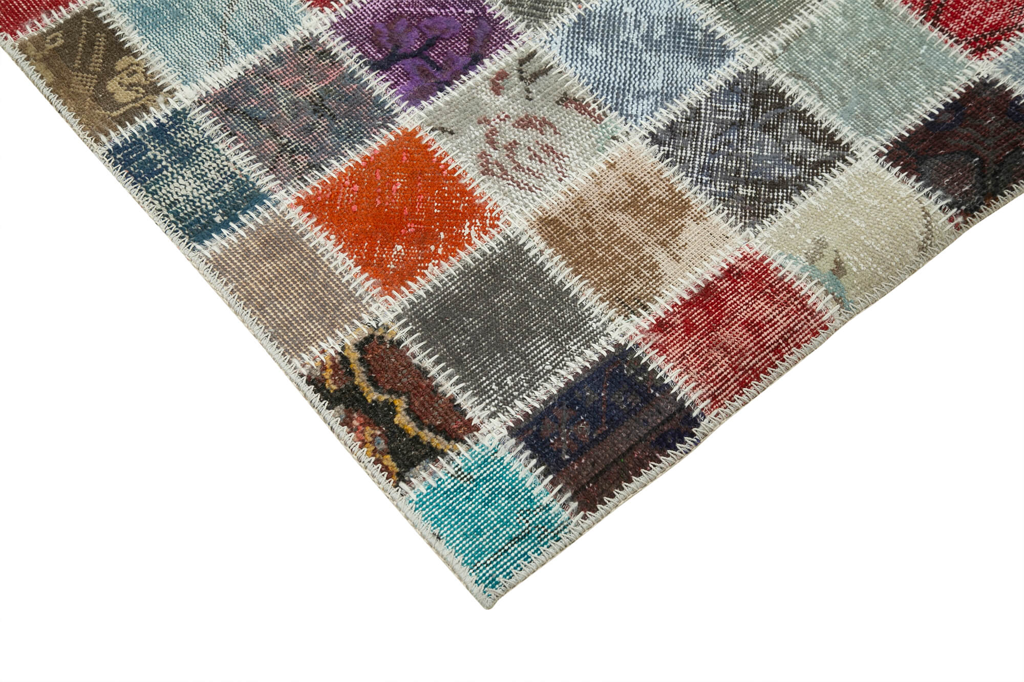 Handmade Patchwork Rug - Blue Area Rug With Durable Cotton Wool Blend 8'4''x11'8''