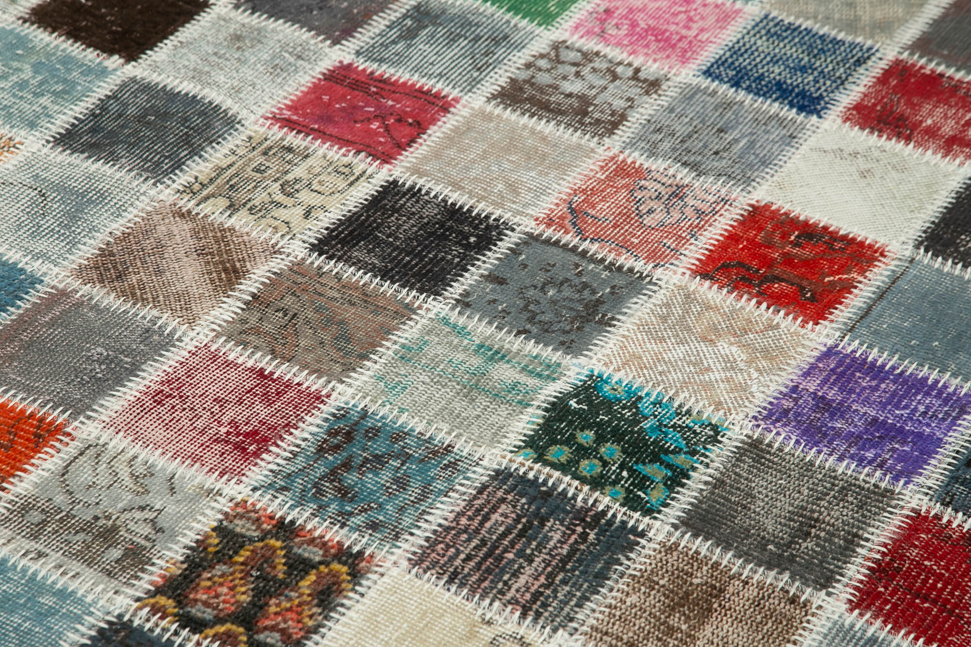 Handmade Patchwork Rug - Blue Area Rug With Durable Cotton Wool Blend 8'4''x11'8''