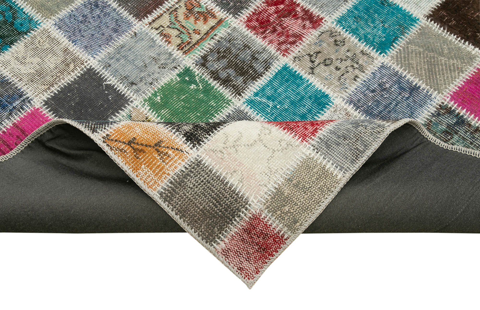 Handmade Patchwork Rug - Blue Area Rug With Durable Cotton Wool Blend 8'4''x11'8''