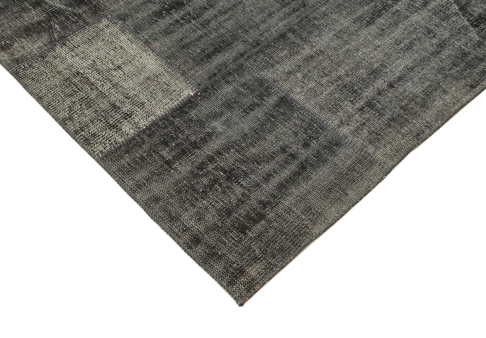 Handmade Patchwork Rug – Black Patchwork Carpet Cotton Wool Rug 8'5''x9'11''