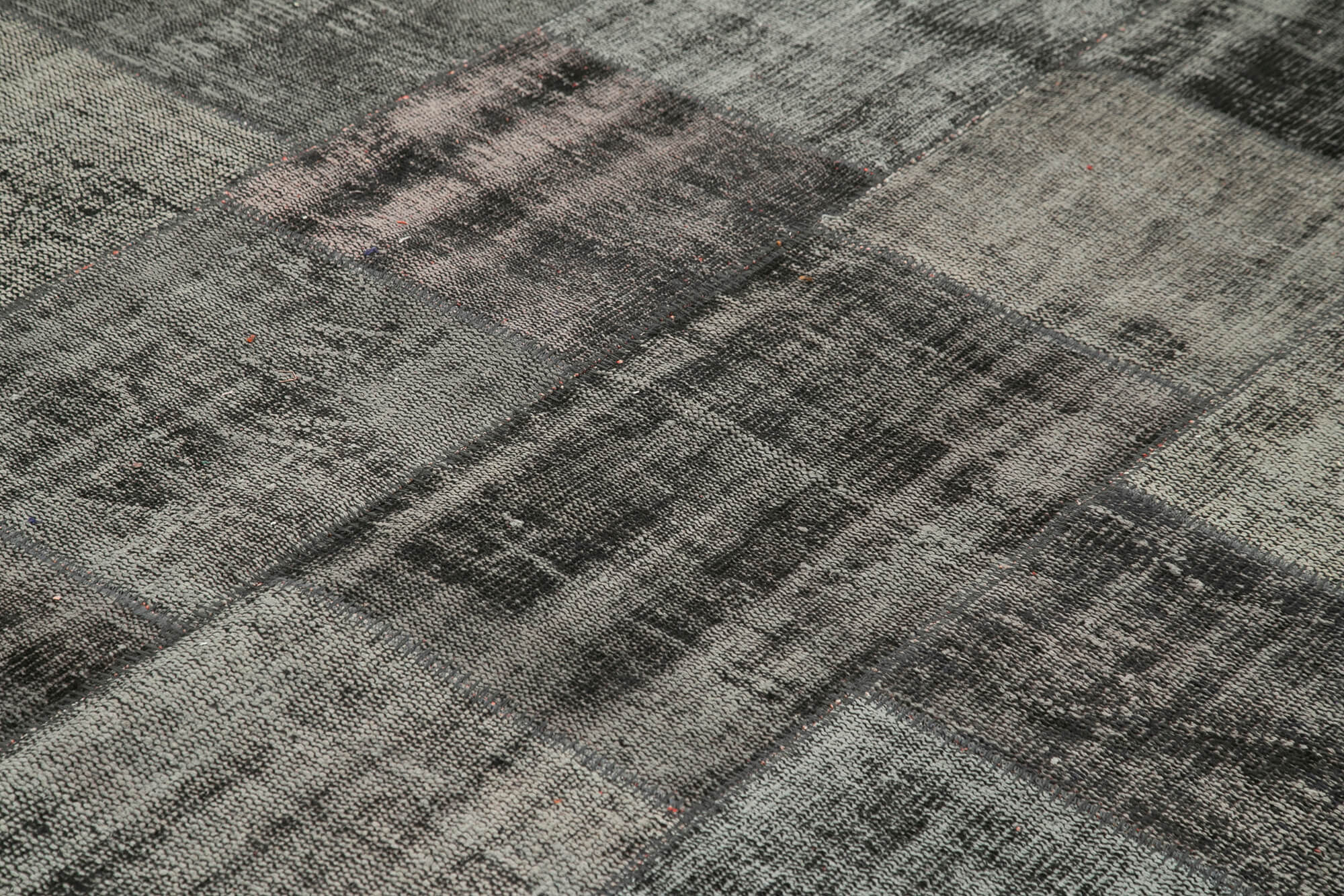 Handmade Patchwork Rug – Black Patchwork Carpet Cotton Wool Rug 8'5''x9'11''